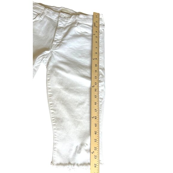 Mother The Looker Crop Jeans Fairest Off Them All White Denim Shorts Size 28 - Picture 9 of 16